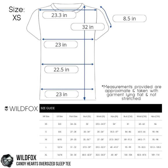 WILDFOX SLEEP CANDY HEARTS PRINT OVERSIZED SLEEP T-SHIRT IN WHITE NIGHTSHIRT NEW - Picture 11 of 15